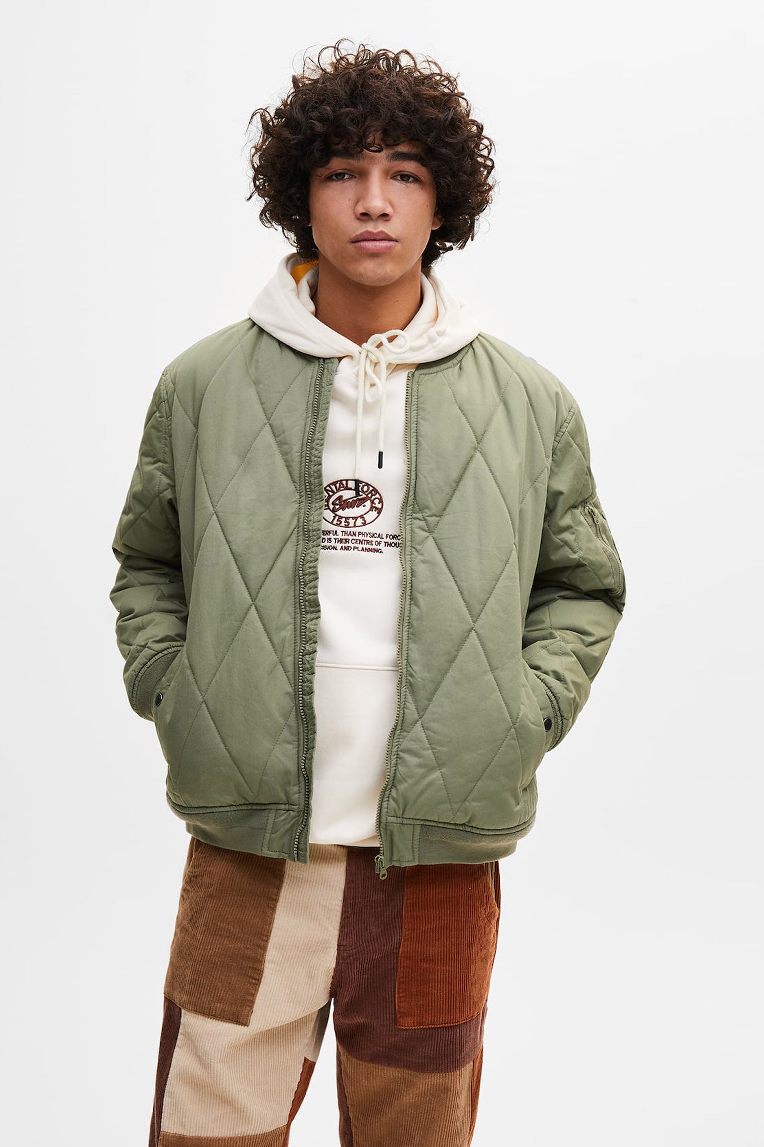 bomber1 Quilted Bomber Jacket With Ribbed Trims - Image 1