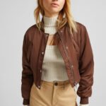 Cropped Satin Bomber Jacket